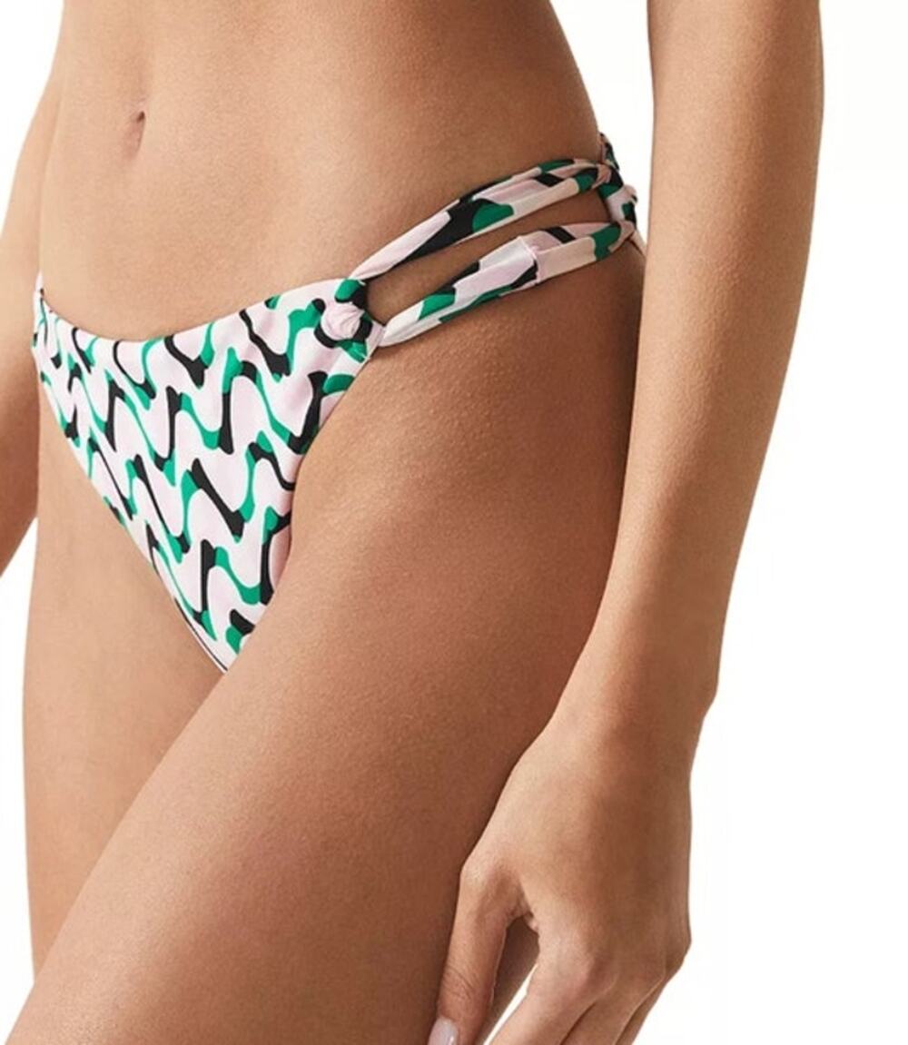 REISS Audrinna Fixed Side Bikini Bottom Size 10 NEW Pink Green $110